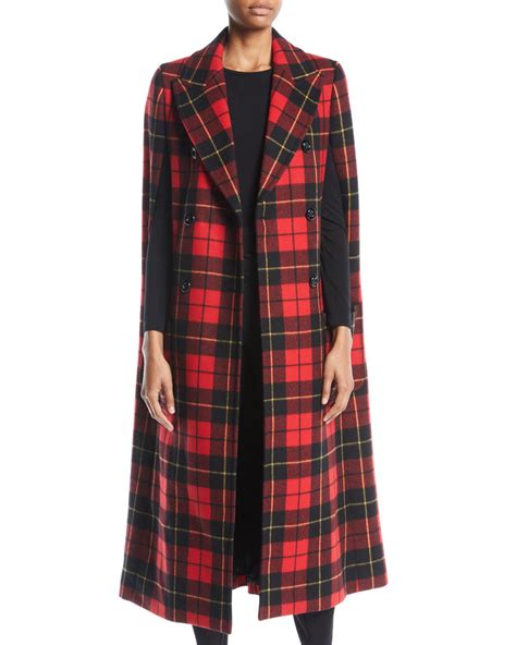 red tartan cape coat michael kors|michael kors red jacket.